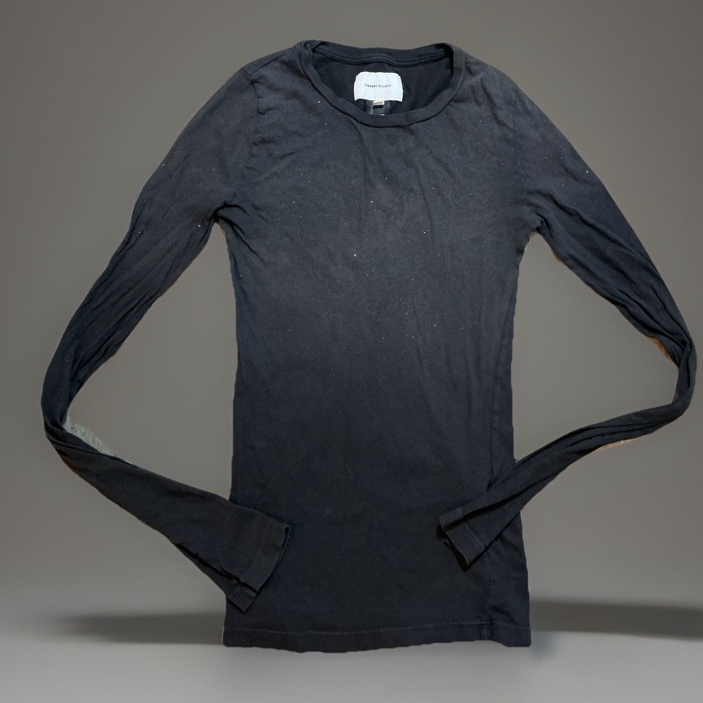 Current/Elliott Gray Long Sleeve Top Cotton Blend Tee Size 1‎ Made USA